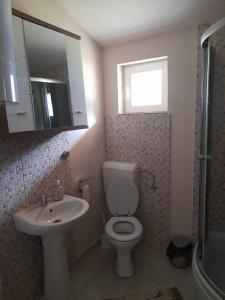 Casa Veveritelor : حمام مع مرحاض ومغسلة ومرآة