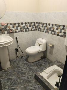 een badkamer met een toilet en een wastafel bij Royal Fort Executive Hotel Gulberg in Lahore