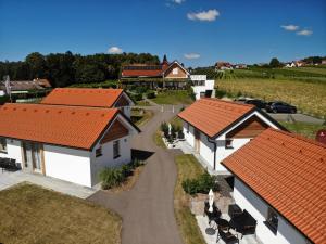 an overhead view of a house with red roofs at Gusto Lodges in Klöch
