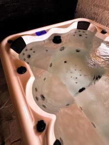 a bath tub filled with water with a bear in it at DreamVille - Casa da Tapada in Arcos de Valdevez