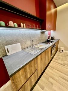 a kitchen with a sink and a counter top at Spiranca Apartments & Rooms in Tirana