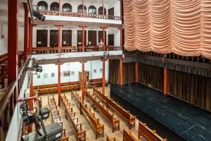 an overhead view of a church with a stage at Hotel Puente de Alconétar in Garrovillas +65 photos