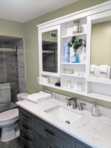 uma casa de banho com um lavatório e um WC em Private Access Suite in Family Home em Orlando
