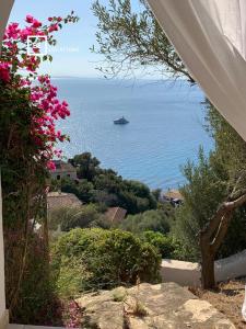 - une vue sur l'océan depuis une maison fleurie dans l'établissement BellaVista Ivonne - Belocations, à Torre delle Stelle