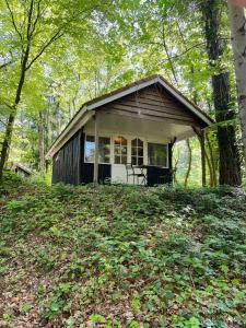 een klein huis midden in een bos bij Landgoedhotel Villa Vennendal in Nunspeet