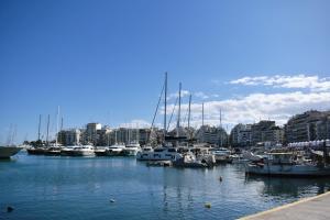 a bunch of boats docked in a harbor at Freatida apartment in Piraeus
