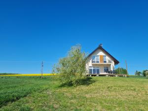 a house on a hill in a field at "Dom w Zieleni" in Sulmice