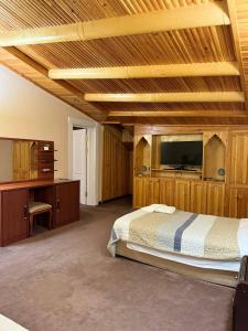 1 dormitorio con 1 cama y TV en una habitación en Arba Hotel en Samarcanda