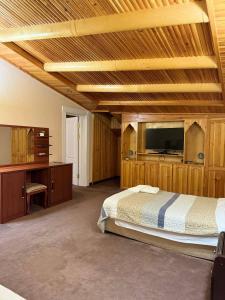 a bedroom with a bed and a tv in a room at Arba Hotel in Samarkand