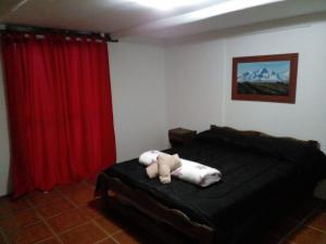a bedroom with a bed with a stuffed animal on it at La Soñada in Malargüe