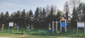 un grupo de equipos de juegos en un parque en Villa Ecomfort, en Szeligi