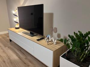 TV a/nebo společenská místnost v ubytování CityDreams mit Altbauflair die Premiumunterkunft in Lörrach bei Basel