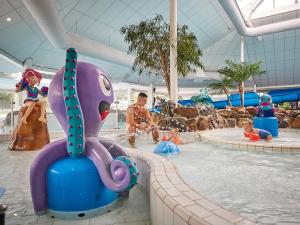 einen Pool in einem Wasserpark mit Menschen darin in der Unterkunft Spledid villa with sauna and whirlpool in Limburg in Roggel