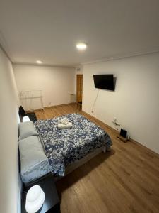1 dormitorio con 1 cama y TV de pantalla plana en Marssuites Zapata, en Madrid
