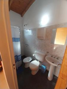 ein Bad mit einem WC und einem Waschbecken in der Unterkunft Complejo Cantonavi in Mina Clavero