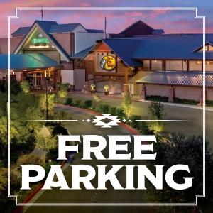a rendering of a building with the text free parking at Silverton Casino Lodge in Las Vegas