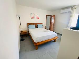 una camera da letto con un letto e una televisione di punta cana bavaro appartahotel beach club a Punta Cana Altre 20 foto