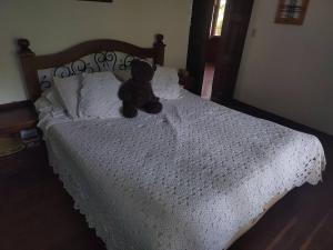 ein Teddybär auf einem Bett in der Unterkunft Casa Heesen Mague in Susa