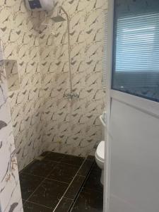 bagno con servizi igienici bianchi e finestra di 2 bedroom flat Apartment a Ibadan