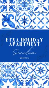 un par de azulejos azules y blancos con las palabras elmhurst en Etna Holiday Apartment - Casa Vacanze en Fiumefreddo di Sicilia