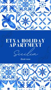 un paio di piastrelle blu e bianche con la scritta Elmhurst di Etna Holiday Apartment - Casa Vacanze a Fiumefreddo di Sicilia