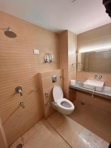ein Bad mit einem WC und einem Waschbecken in der Unterkunft Raghav Bro Stays in Junagadh