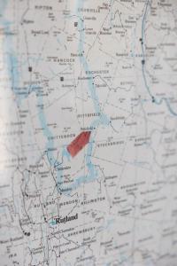 a red marker on a map at Clear River Inn and Tavern in Pittsfield