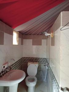 a bathroom with a toilet and a sink at Sunrise Luxury Camp in Wadi Rum