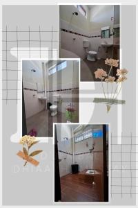 un collage de fotos de un baño con aseos en Dhiaa Homestay D Jembal, en Kuala Terengganu