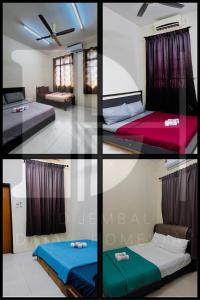 Łóżko lub łóżka piętrowe w pokoju w obiekcie Dhiaa Homestay D Jembal