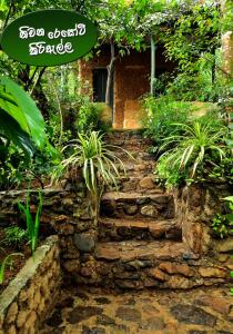 a stone path in front of a house with plants at Niwana Resorts kiriella in Kiriella