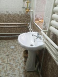een badkamer met een witte wastafel in een kamer bij Бакай 1 in Arkit