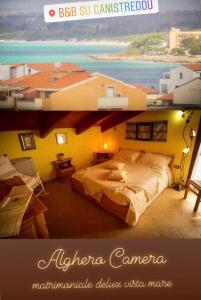 una camera con letto e vista sull'oceano di B&B Su Canistreddu ad Alghero