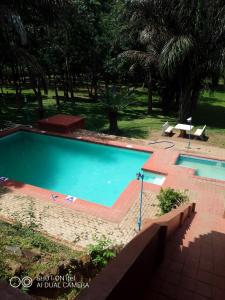 a swimming pool in a yard with trees at Ruby's Guesthouse Chigumula in Blantyre