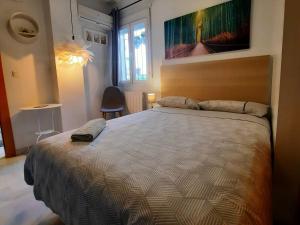 a bedroom with a bed and a painting on the wall at CASA HONDA10 in Granada