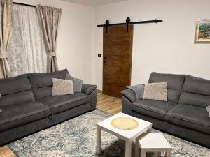 a living room with a couch and a table at Marina Spacious Family Apartment in Križišće