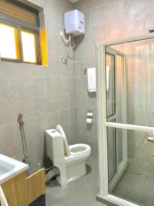 坎帕拉的住宿－Edenhomes，一间带卫生间和淋浴的浴室