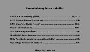 zrzut ekranu komórki z listą numerów w obiekcie Penzion Stříbrný vítr w mieście Horní Planá
