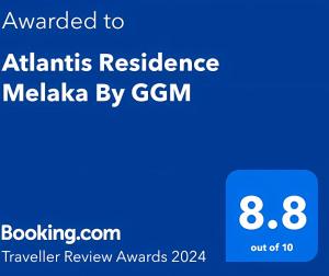 una schermata di un cellulare con il testo rilasciato all'atantis residence melaka di Atlantis Residence Waterpark Executive Suites Melaka By GGM a Malacca