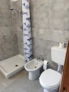 b&b DEI COLORI في SantʼAntonino di Susa: حمام مع مرحاض ومغسلة ودش