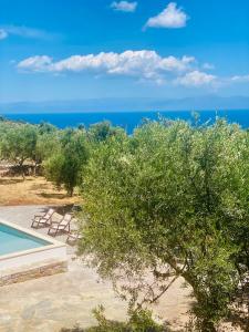 a view of the ocean from a villa at Seaview and Olives Panorama Villa Joyanna in Mani in Kalívia