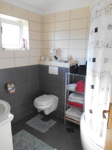 a bathroom with a toilet and a sink at Pension Oaza in Hvar