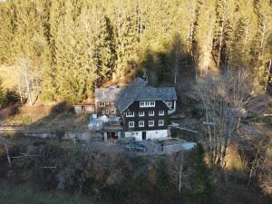 uma casa grande numa colina numa floresta em Schwarzwald Chalet - Karlshütte em Gütenbach