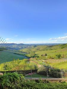 a view of a vineyard from the top of a hill at Soggiorno con splendida vista in Monforte dʼAlba