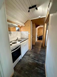 a kitchen with a stove and a sink at appartement 2 pieces in Aurillac +3 photos