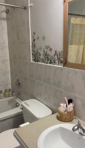 bagno con lavandino, servizi igienici e specchio di 1 Bedroom Apartment, in Coconut Drive San Fernando a San Fernando
