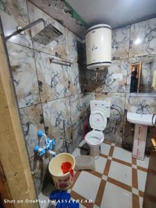 La salle de bains est pourvue de toilettes et d'un lavabo. dans l'établissement Double tree irshad, à Srinagar