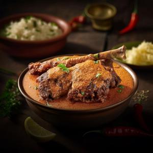 a bowl of food with two pieces of meat at J Hotel and Banquets in Mumbai