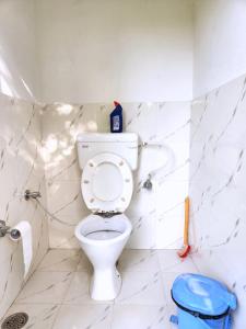 a bathroom with a white toilet in a room at Hipostel Bir - Stay and Cafe in Bīr