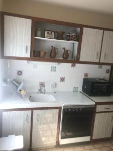 a kitchen with a sink and a stove and a microwave at Loggia de la Closerie in Descartes +4 photos